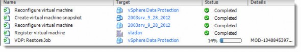 vSphere Data Protection (VDP) - restore jobs