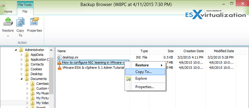 Veeam Endpoint Backup - restore individual files