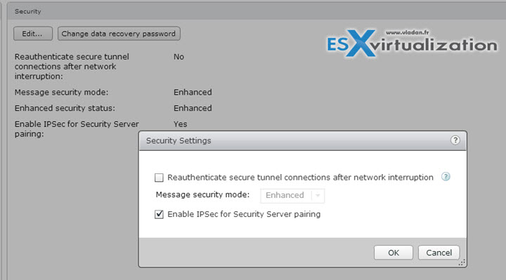 Global Security Settings Horizon View