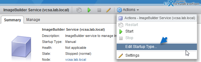 Verify that the vSphere ESXi Image Builder service is enabled and running. See Configure the vSphere ESXi Image Builder Service Startup Type. ■ Add or import a software depot to the vSphere ESXi Image Builder inventory. See Add a Software Depot and Import a Software Depot. Procedure 1 On the vSphere Web Client Home page, click Auto Deploy. By default, only the Administrator role has privileges to use the vSphere ESXi Image Builder service. 2 On the Software Depots tab, select the software depot that contains the image profile that you want to work with. 3 From the list of image profiles in the depot, select the image profile that you want to clone and click Clone. 4 Enter an image profile name, vendor, and description. You must enter a unique image profile name. 5 From the Software depot drop-down list, select in which custom depot to add the new image profile and click Next. 6 (Optional) From the drop-down list, select an acceptance level for the image profile. 7 From the Available tab, select the VIBs that you want to add to the image profile and deselect the ones that you want to remove. You can view the VIBs that will be added to the image profile from the Selected tab. You can filter the VIBs by software depot from the Software depot drop-down list on the Available tab. Note The image profile must contain a bootable ESXi image to be valid. 8 Click Next. vSphere ESXi Image Builder verifies that the change does not invalidate the profile. Some VIBs depend on other VIBs and become invalid if you include them in an image profile separately. When you add or remove a VIB, vSphere ESXi Image Builder checks whether the package dependencies are met. 9 On the Ready to complete page, review the summary information for the new image profile and click Finish.