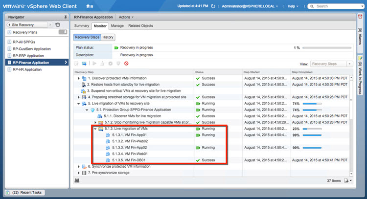 VMware SRM 6.1 allows stretched storage and orchestrated vMotion