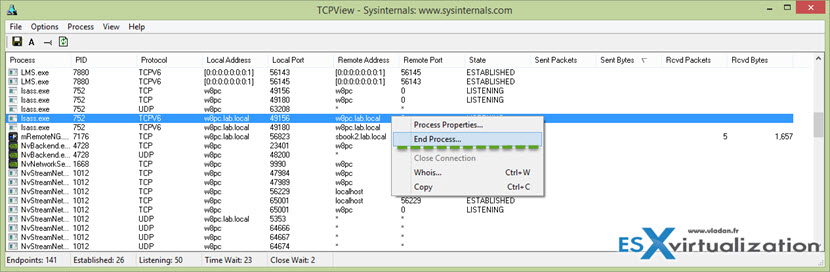 TCPView is a free Microsoft utility to show detailed listings of your network connections