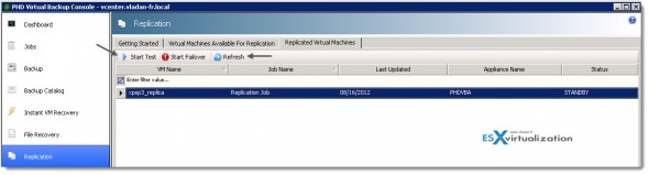 PHD Virtual 6.0 - testing failover button