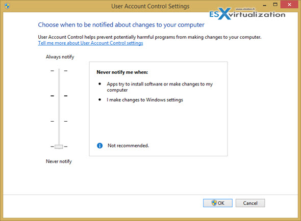 How to disable user access control Windows 8