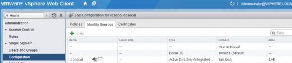 vSphere 5.5 and configuring Windows Active directory authentication
