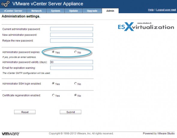 vCenter Server Appliance Password Policy settings
