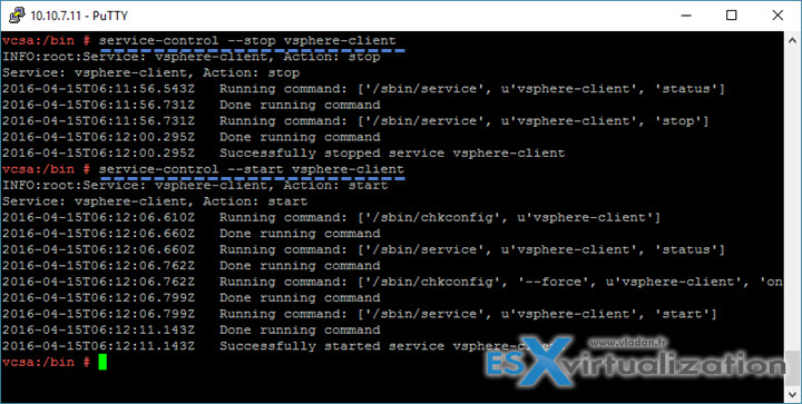 VMware VCSA - restart services via SSh