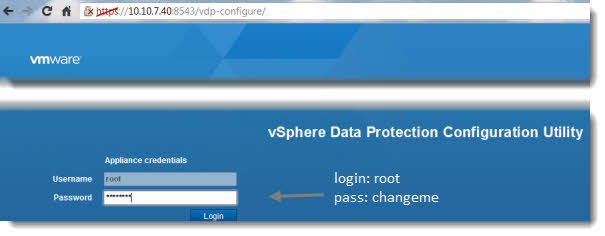 vSphere Data protection - connection via the web browser