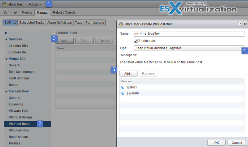 VM/host DRS affinity and anti affinity rules vSphere 6
