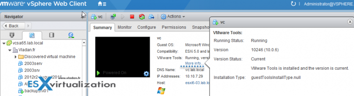 VMware Tools has more relevant Information in vSphere 6.5