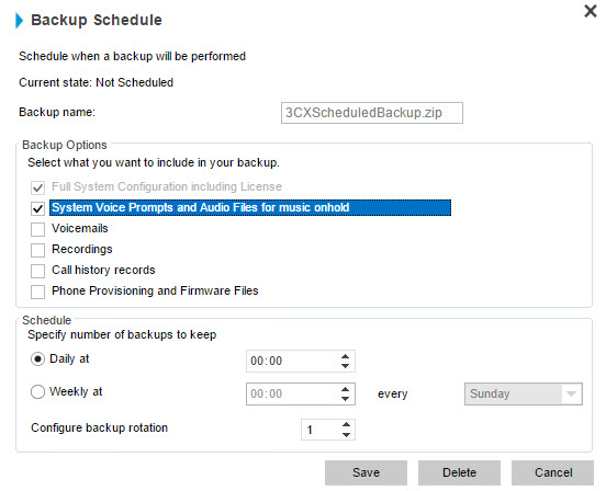 3CX Phone System Backup