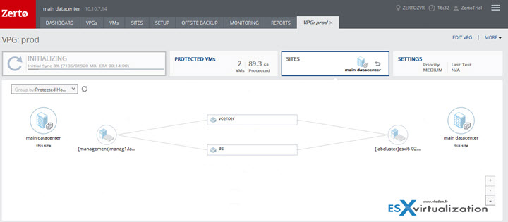 The Initializing area is selected by default....