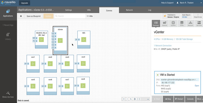 8 nodes cluster, vCentere server, NFS storage