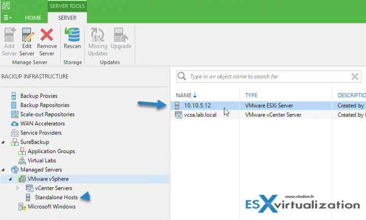 Add Standalone ESXi Host to Veeam Backup 9.5