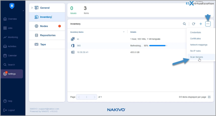 Nakivo 10.9 - Add scan server to your environment