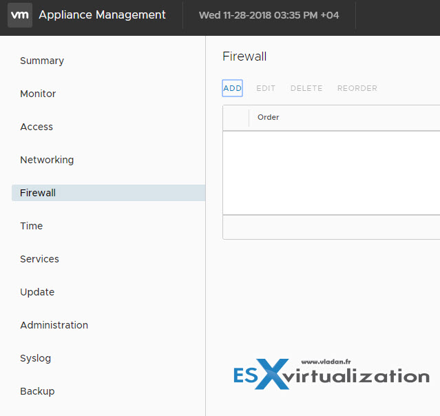 Configure firewall settings of VMware vCSA