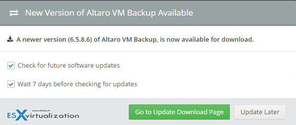 How to update Altaro VM Backup