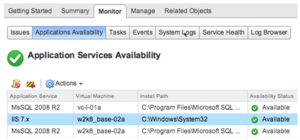 vSphere AppHA - Services availability