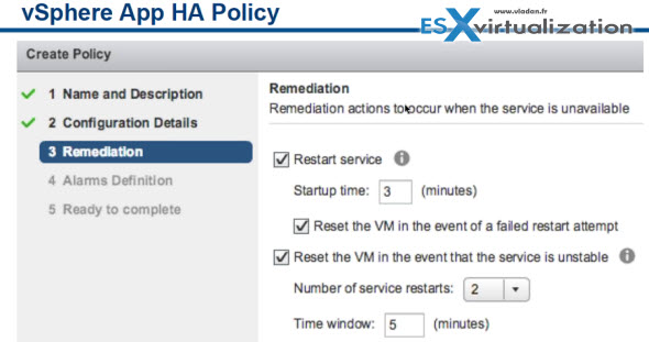 vSphere AppHA Policy Setup