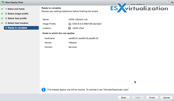 AutoDeploy rules creation in vSphere 6.5