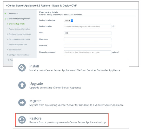 VMware vSphere 6.5 - Native VCSA and PSC Backpu and restores
