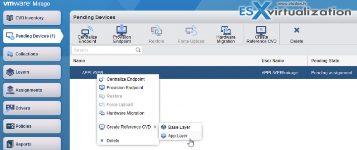 Capture VMware Mirage Application Layer