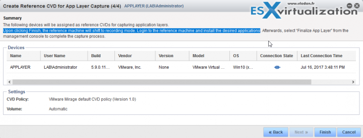 Capture VMware Mirage Application Layer