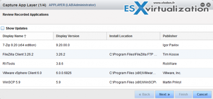 Capture VMware Mirage Application Layer