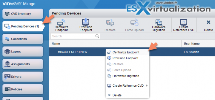 VMware Mirage Centralize endpoint