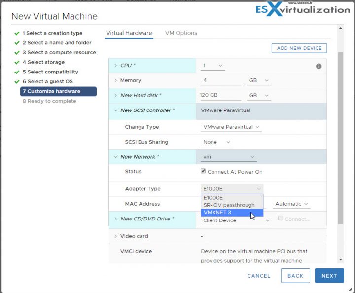 Change the vNIC to VMXNET 3