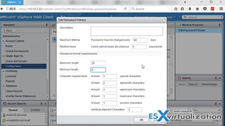 Change vCenter SSO default policy