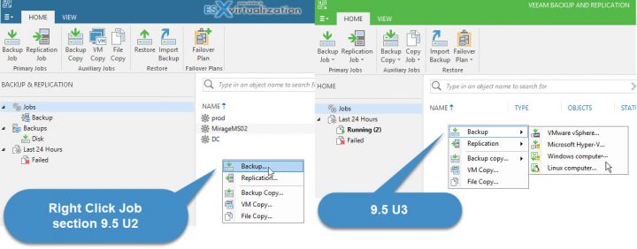 Veeam Backup and Replication 9.5 U3 - Changes in the UI