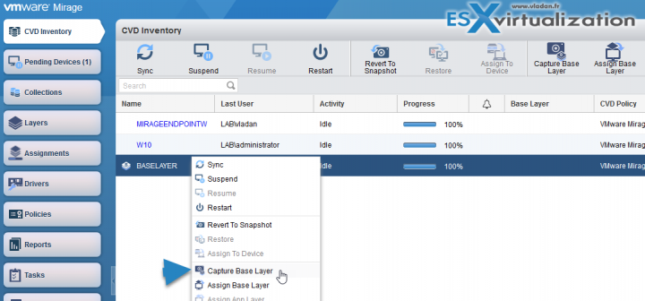 VMware Mirage Capture a Base Layer