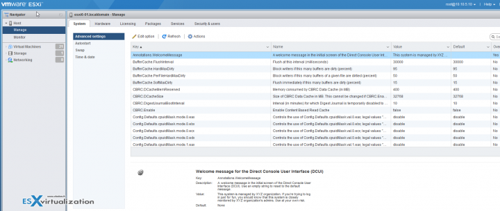 Create a Security Banner for ESXi on DCUI