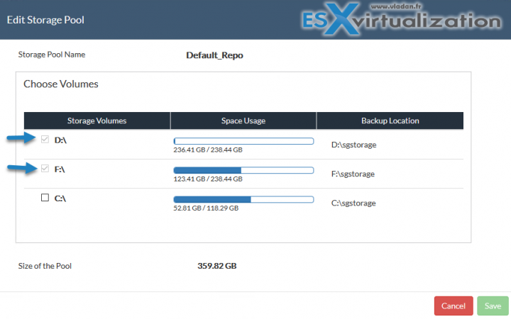 Vembu BDR Suite Pooling capability