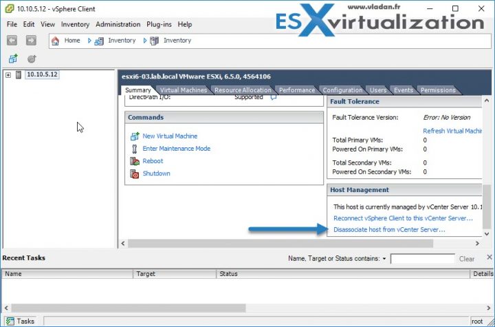 Disacociate the host from vCenter