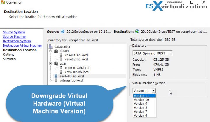 Downgrade Virtual Machine Version