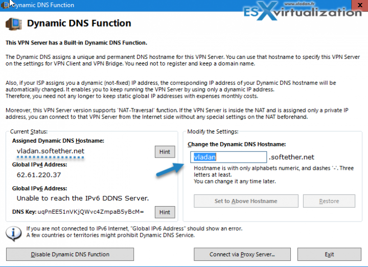 Dynamic DNS function with softhether