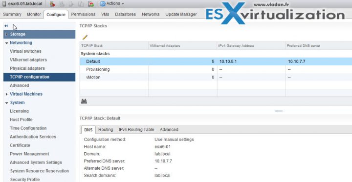 ESXi DNS settings