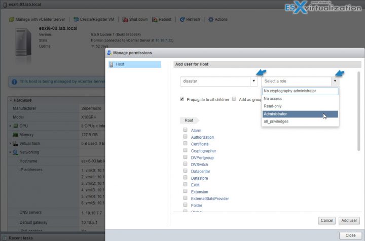 ESXi Lockdown Mode Users and permissions