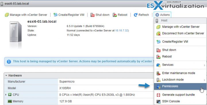 ESXi Lockdown Mode and permissions