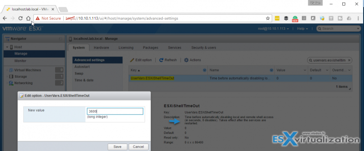 ESXi Shell Timeouts in Seconds