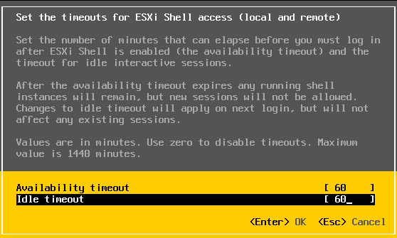 ESXi Shell Timeouts