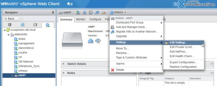 Edit distributed switch settings