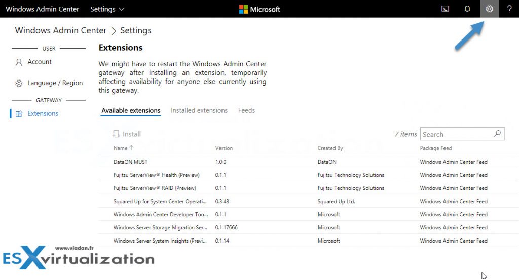 Windows Admin Center Update New Features in latest build ESX