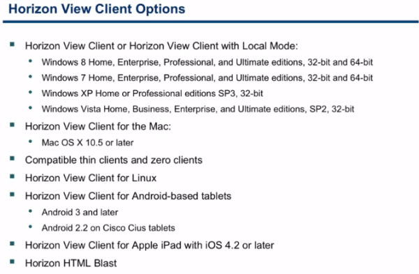 VMware Horizon View 5.2 Clients