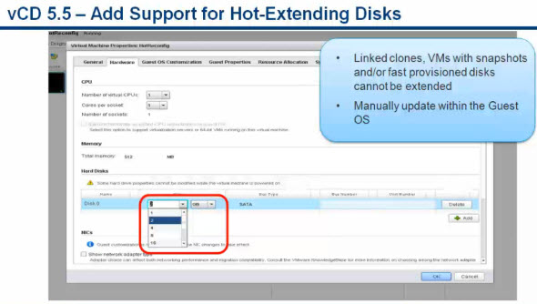 vCD Hot Extend Virtual Disks