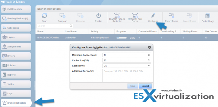 How Enable VMware Mirage Branch Reflector