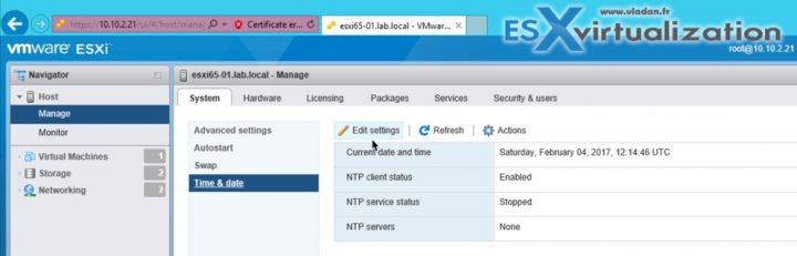 How to configure ESXi 6.5 Network Time Protocol (NTP)