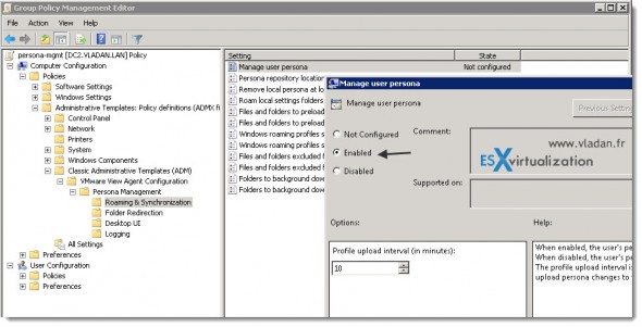 How-to configure VMware View persona management